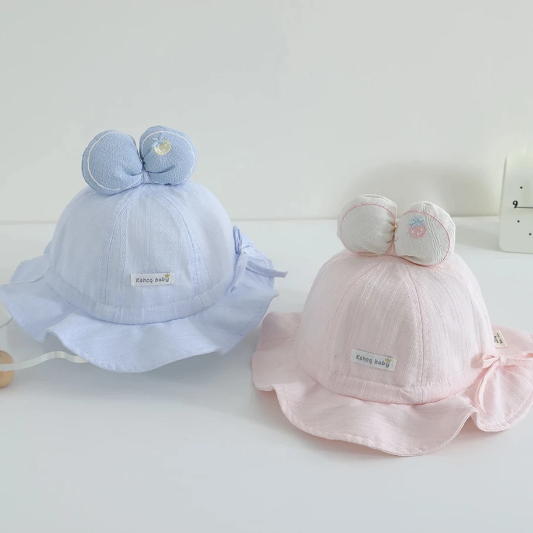 儿童帽子渔夫帽公主风圆顶婴儿帽盆帽男女宝宝透气太阳帽薄款韩版