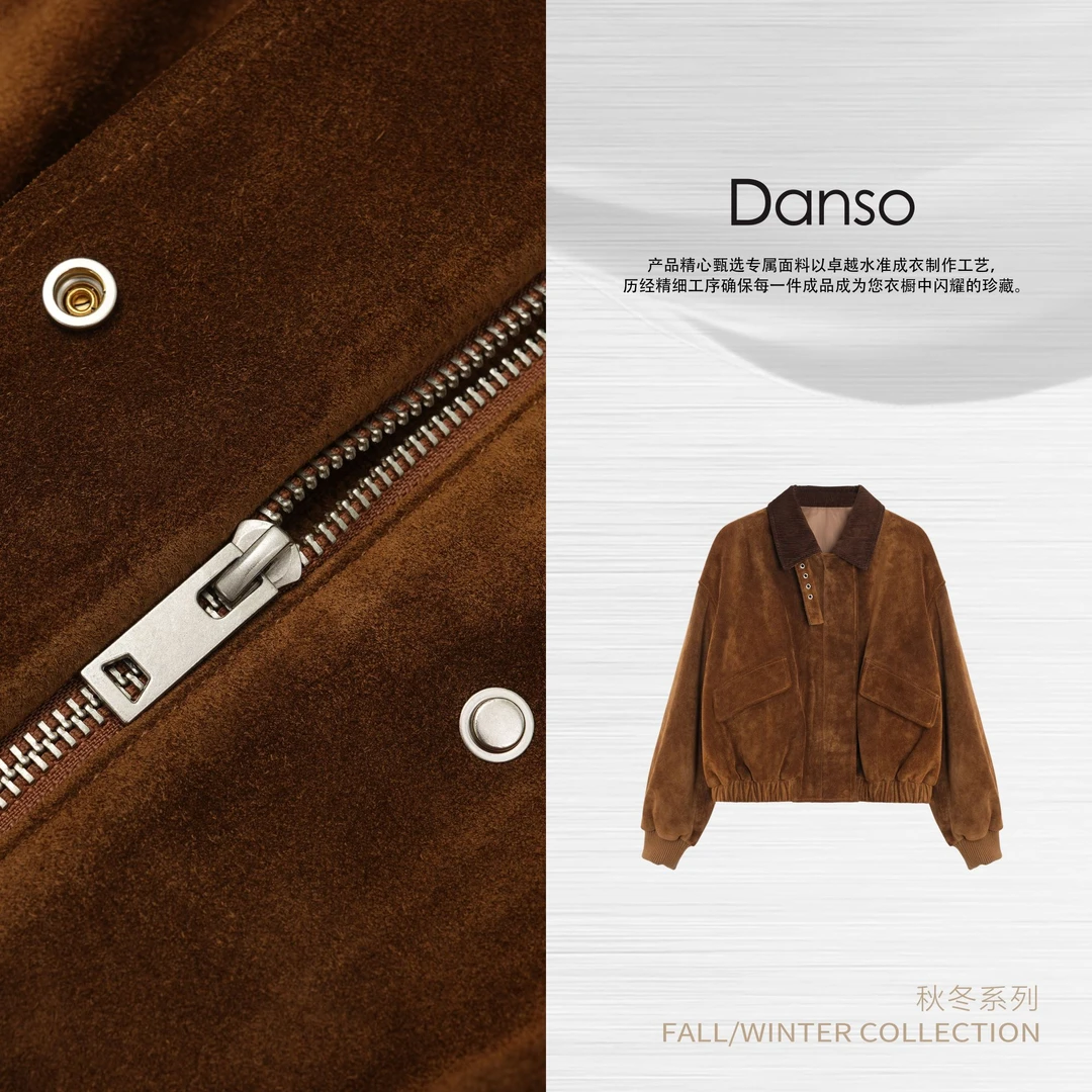 Danso丨智性复古量感猎装牛皮​​夹克外套丨玉美华