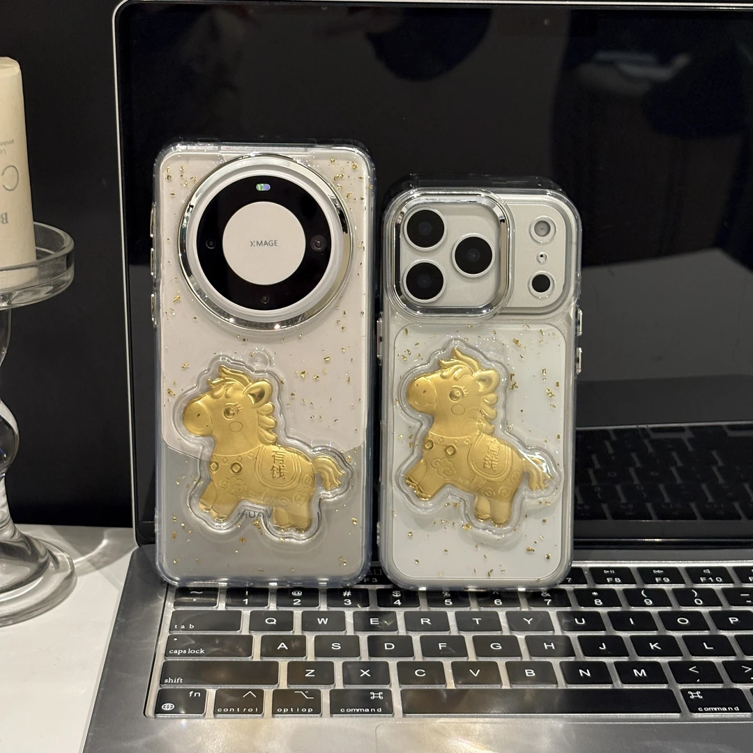 金箔马上有钱适用苹果17pro手机壳16pm电镀滴胶华为p荣耀oppo小米