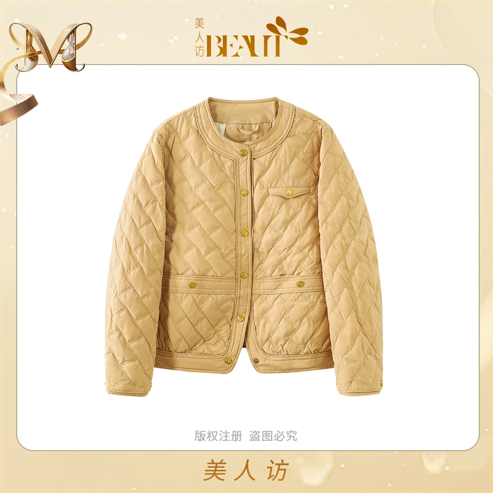 美人访【半岛情书】百搭菱格小香风轻羽绒服外套10831