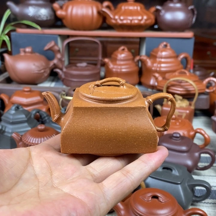 紫砂茶壶方竹石瓢120CC原矿老降坡泥特价