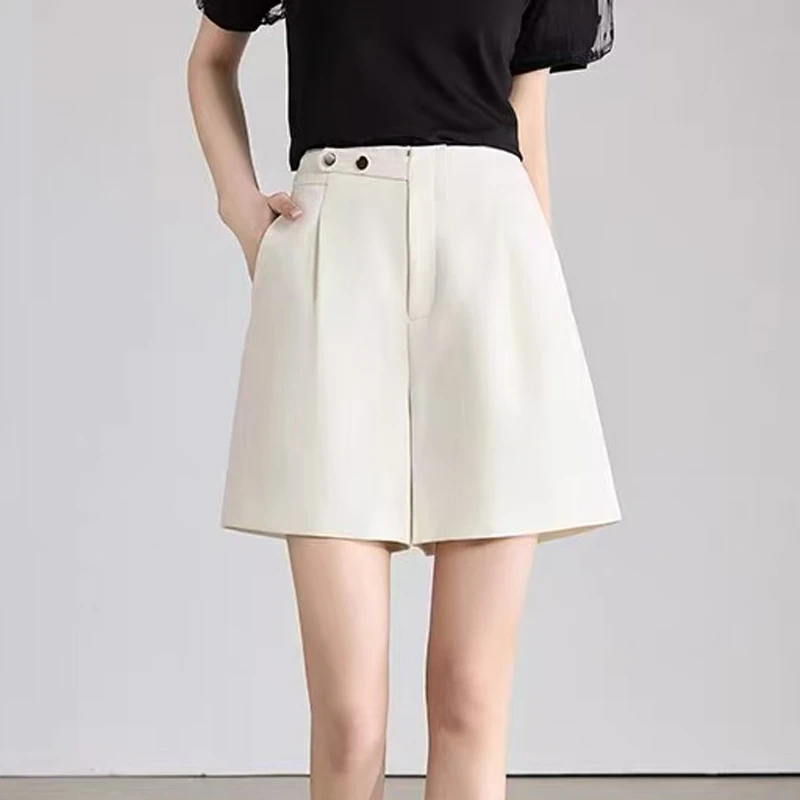 【通勤自在神裤】夏季西装潮款短裤女高腰直筒休闲五分阔腿裤909