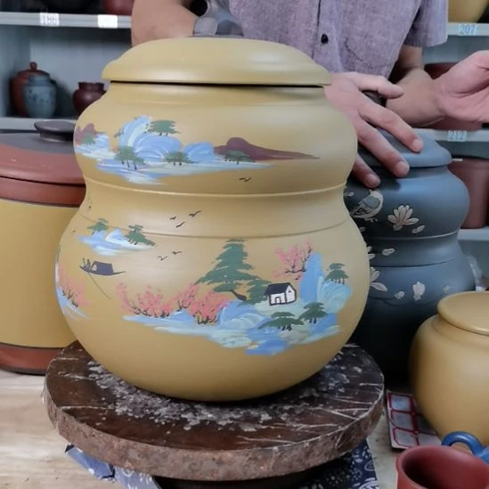 紫砂茶叶罐正品大葫芦黄8113