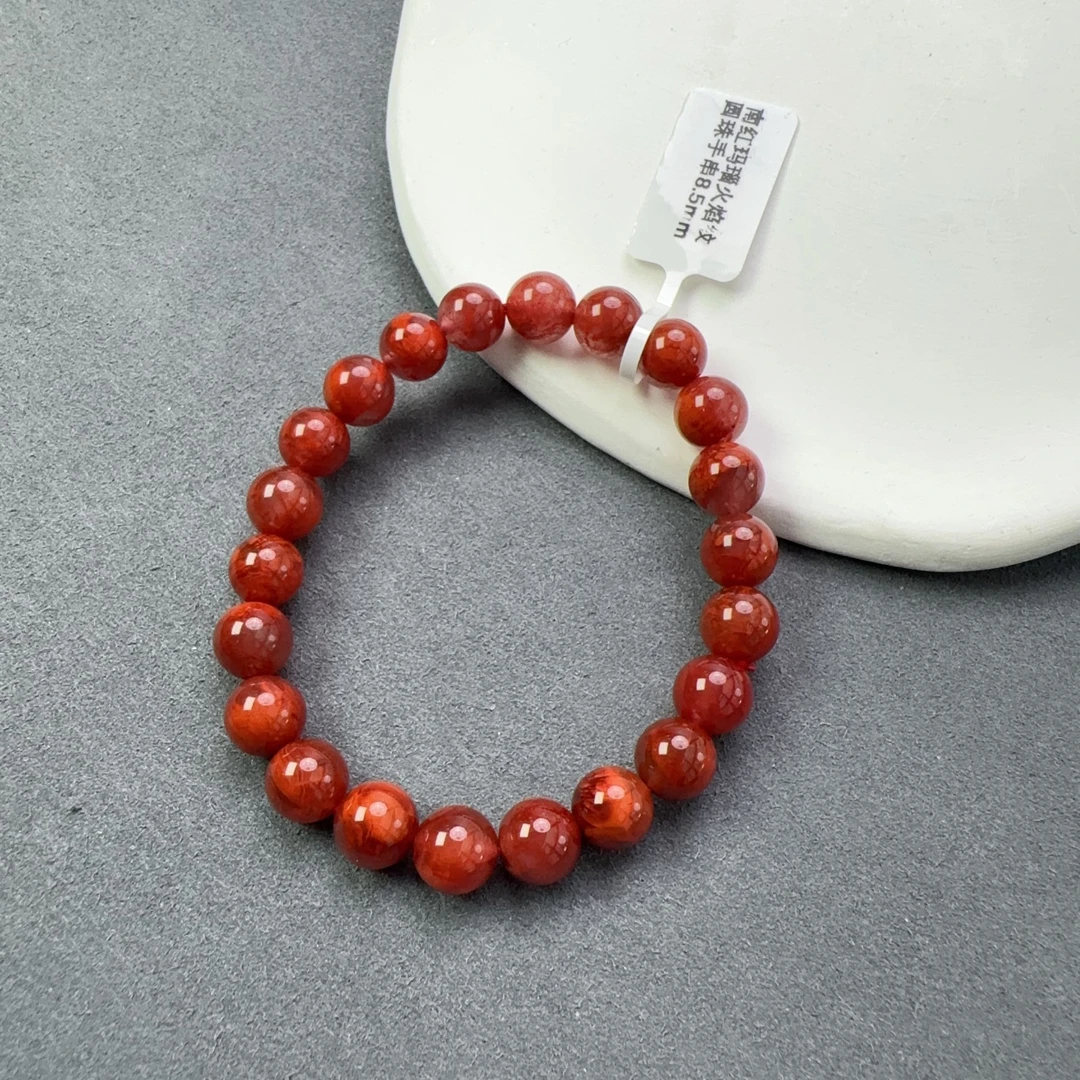 南红玛瑙火焰纹圆珠手串8.5mm