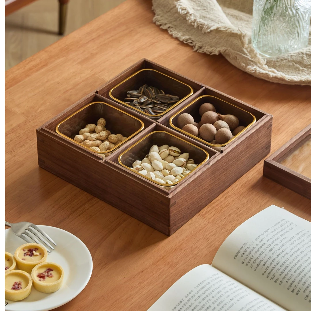 新款四宫格干果盘果盘客厅茶几家用水果零食盘坚果收纳茶点