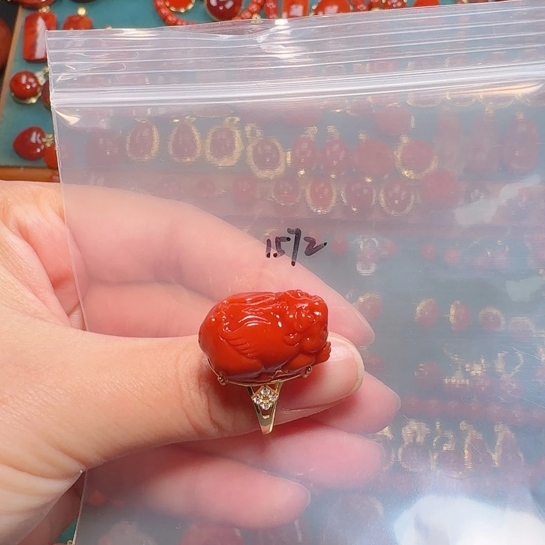 南红玛瑙银S925镶嵌戒指