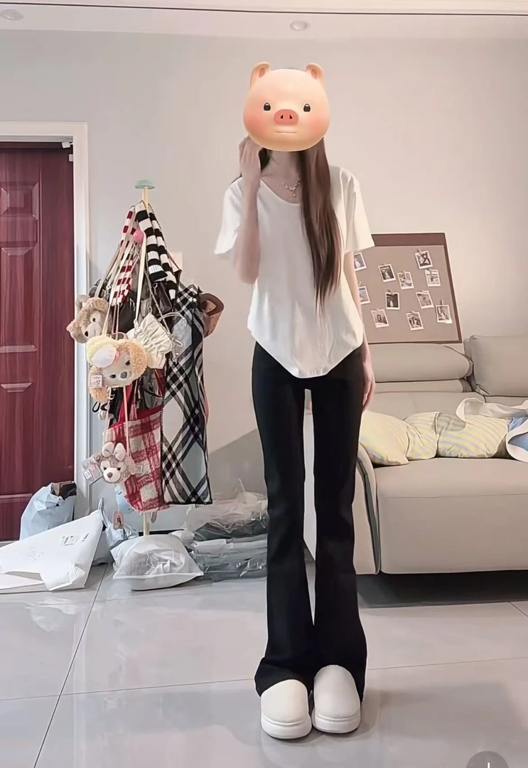 【早秋新款】瑜伽微喇裤黑色提臀修身显瘦显高塑形鲨鱼喇叭裤