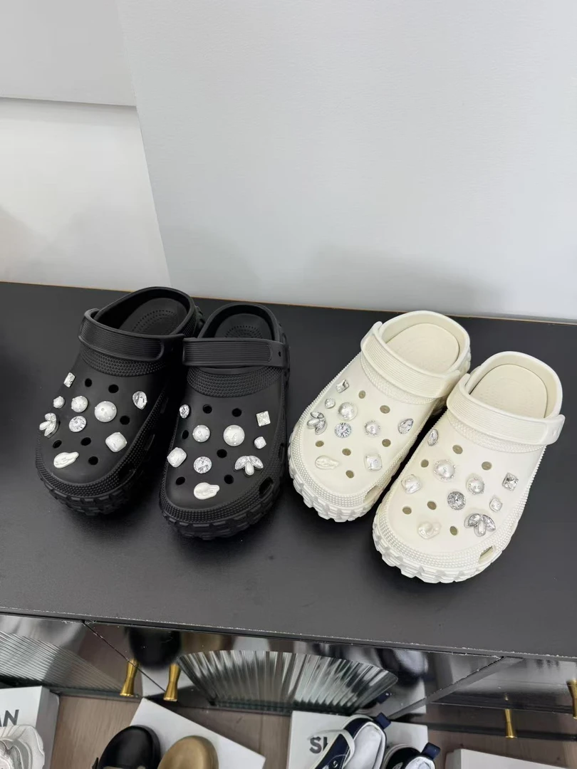 欧货2025新款厚底洞洞鞋女包头半拖鞋