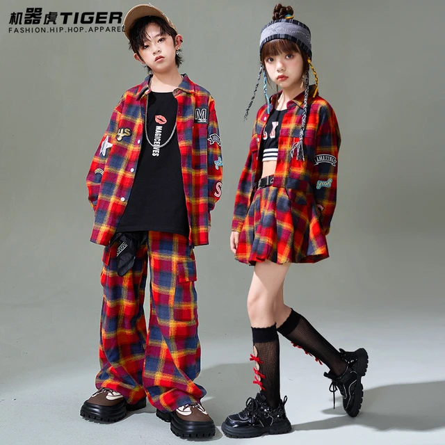 街舞儿童潮服男童嘻哈套装女童潮酷时髦爵士舞帅气表演服演出服新