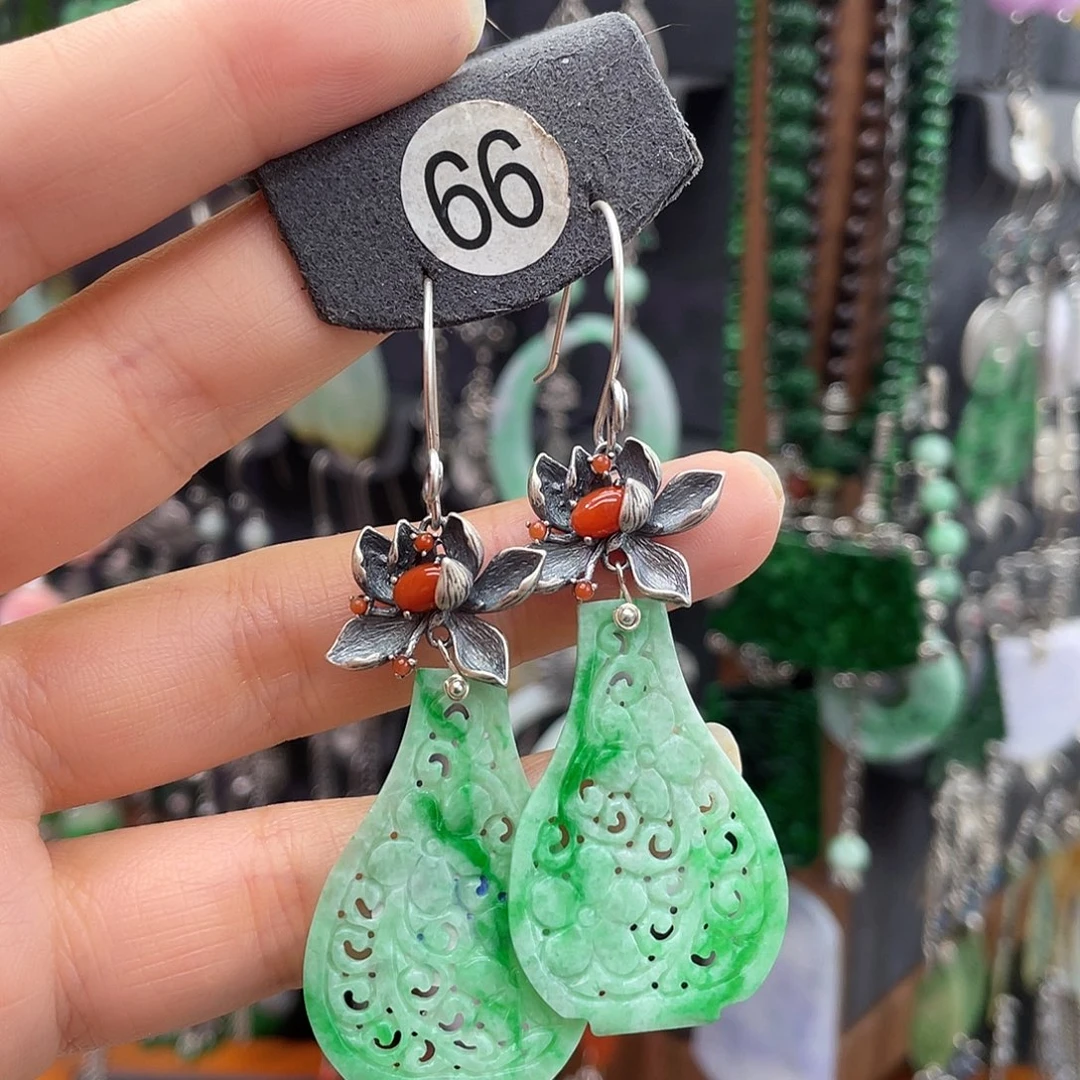 翡翠银S925镶嵌耳饰艾*儿fgjghhhh