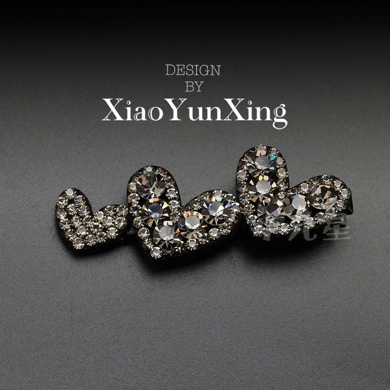 轻奢水钻发夹简约气质刘海夹百搭碎发卡三爱心满钻大边夹一字夹