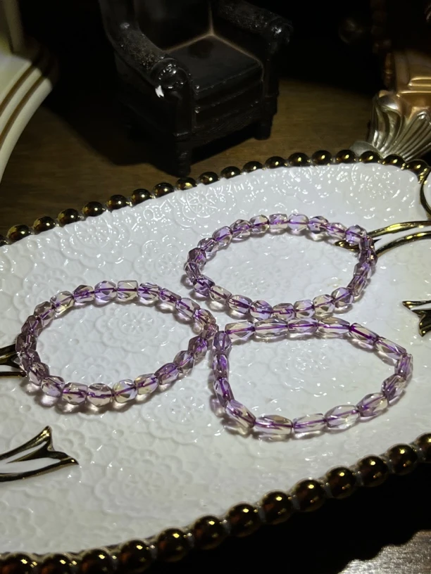 D265-珍藏级全净体紫黄晶水晶手串单圈-多样性发其一