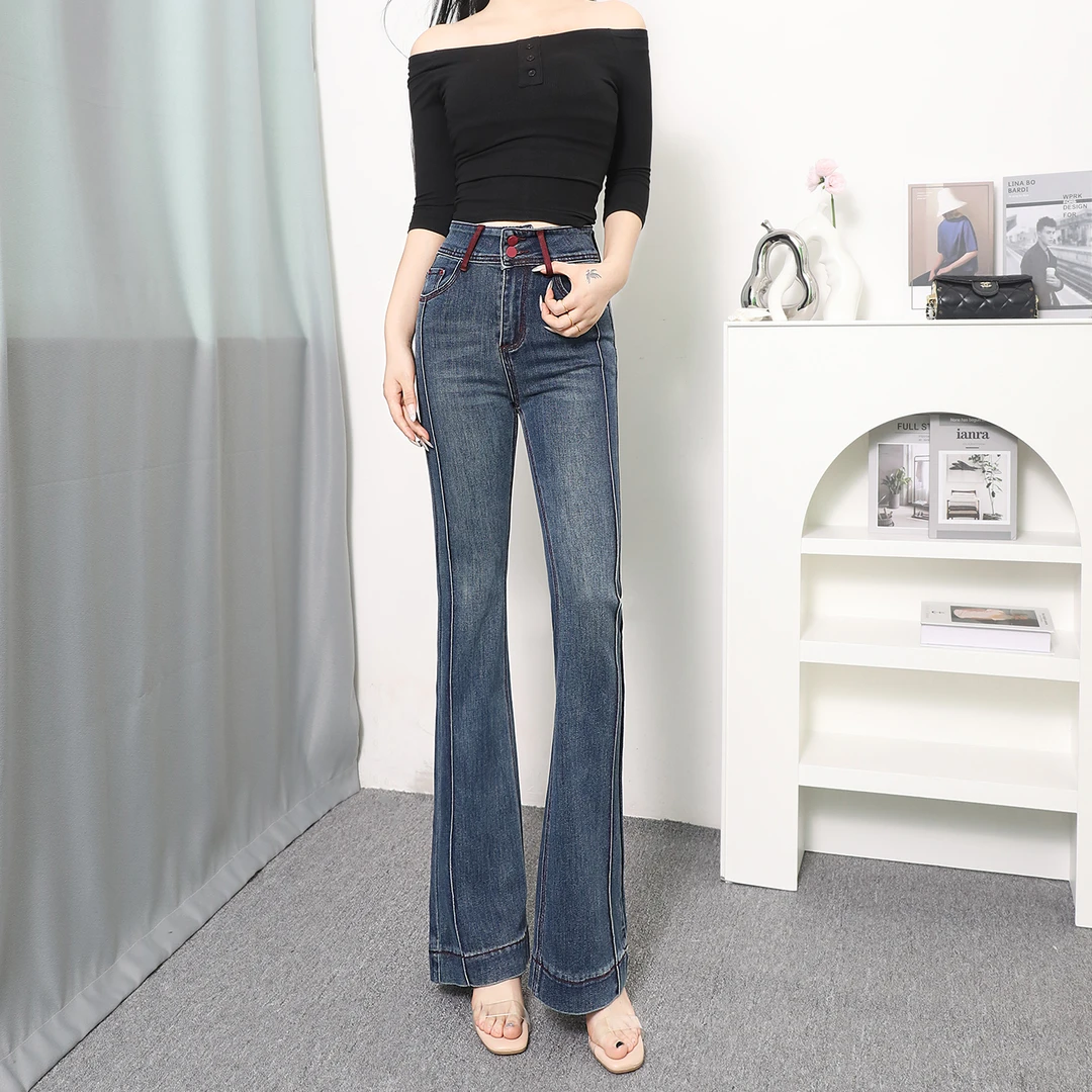 春秋季高腰微喇牛仔裤女2025年新款爆款百搭韩版显瘦性感喇叭裤