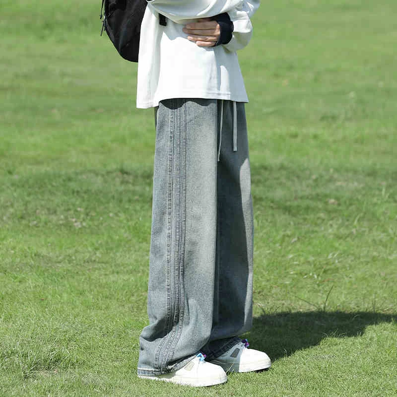 复古牛仔裤男夏季美式高街2025新款宽松直筒青少年裤子男生春秋款