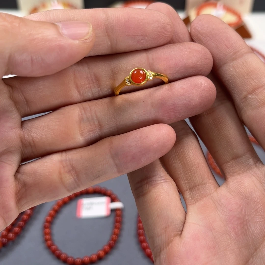南红玛瑙合金戒指