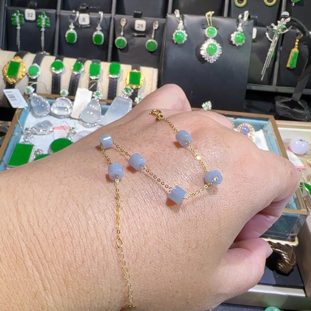 翡翠18K金镶嵌颈饰手链