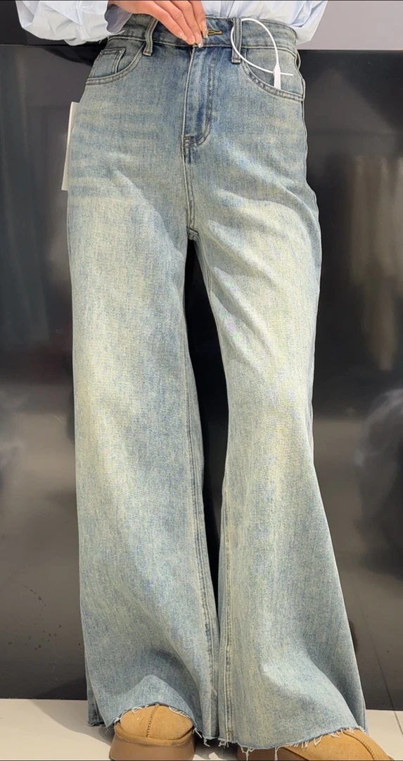 2025春季新款毛边设计阔腿裤，品质时尚百搭休闲显瘦拖地高腰