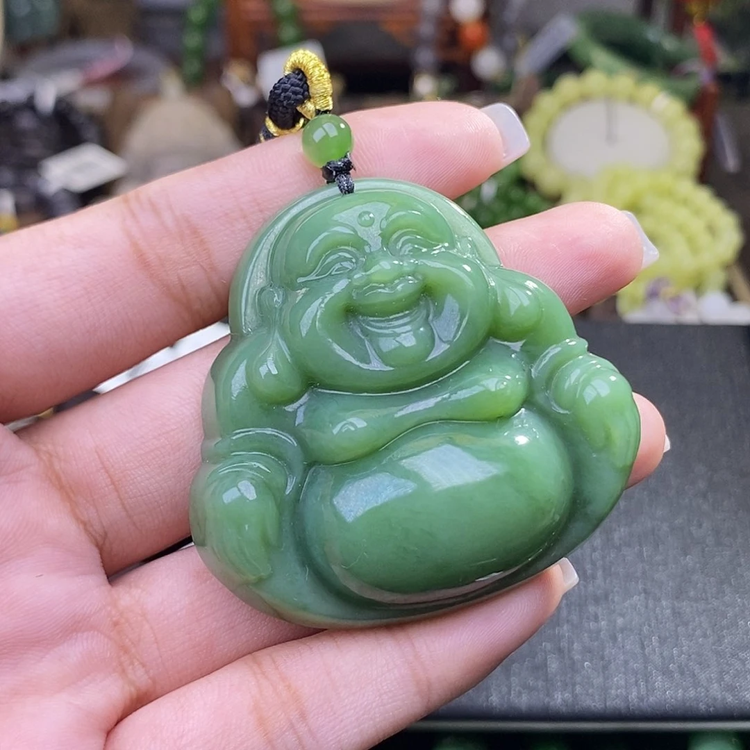 和田玉老矿料福利价碧玉粉青大佛未镶嵌