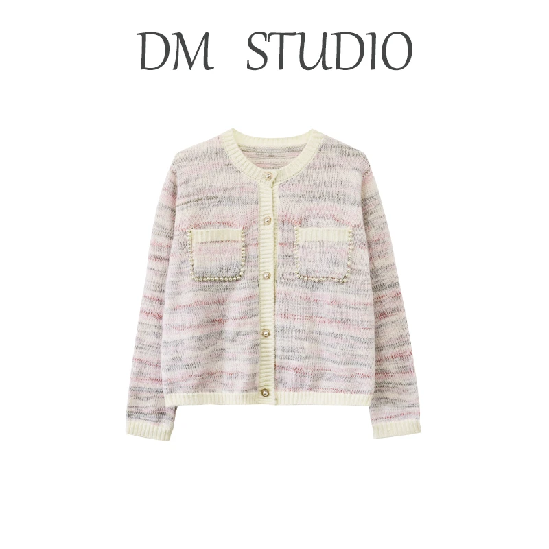 DM13826【彩虹糖】秋冬圆领显瘦显气质法式优雅彩色毛衣