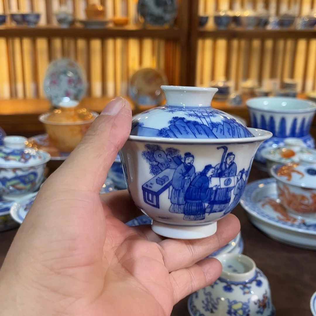 錡镇堂手工手绘盖碗