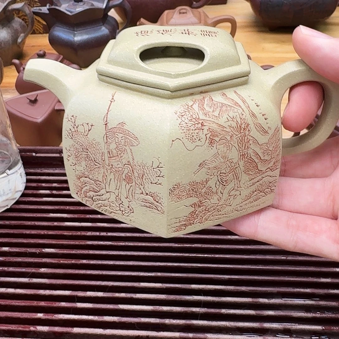 茶壶紫砂紫砂壶六方牛盖260cc