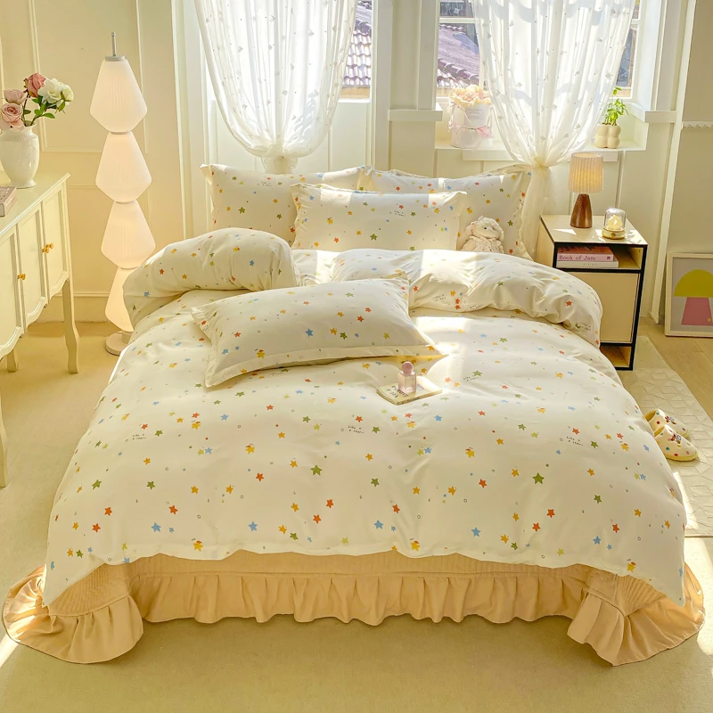 2025爆款公主风A类针织棉床盖四件套被套床品套件家用小清新款