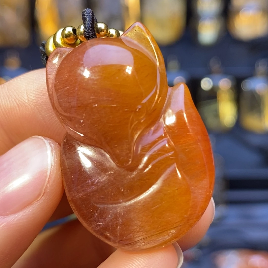 未镶嵌水晶颈饰红发晶狐狸吊坠