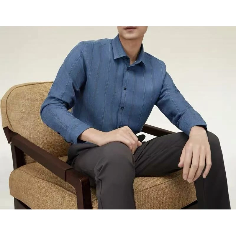 豆系撤柜剪标加绒衬衫男2025冬季休闲加厚保暖弹力条纹长袖衬衣