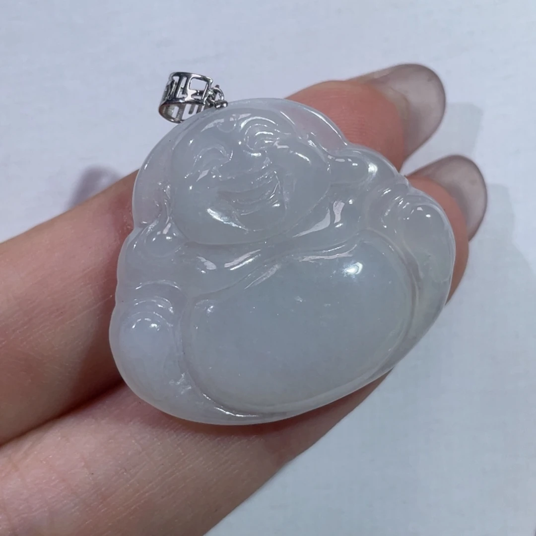 翡翠18K金镶嵌颈饰佛公