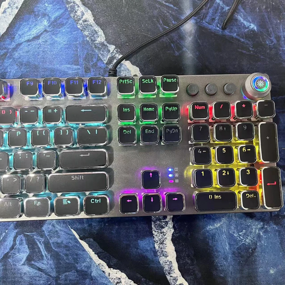 99新  T500 RGB灯光 滚轮轴 有线机械键盘【朋克】【铁灰】