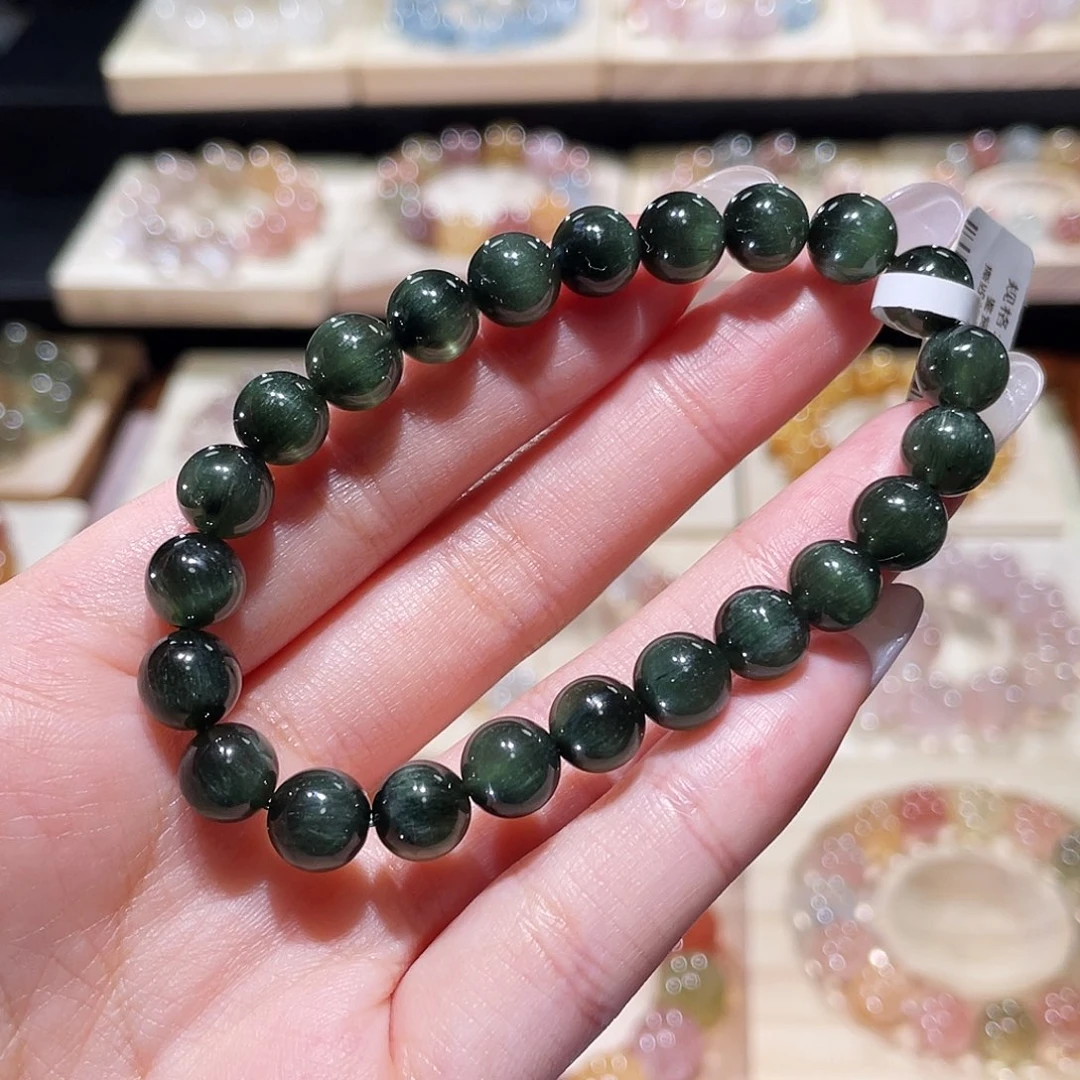 水晶未镶嵌手链绿发晶手链，晶体通透