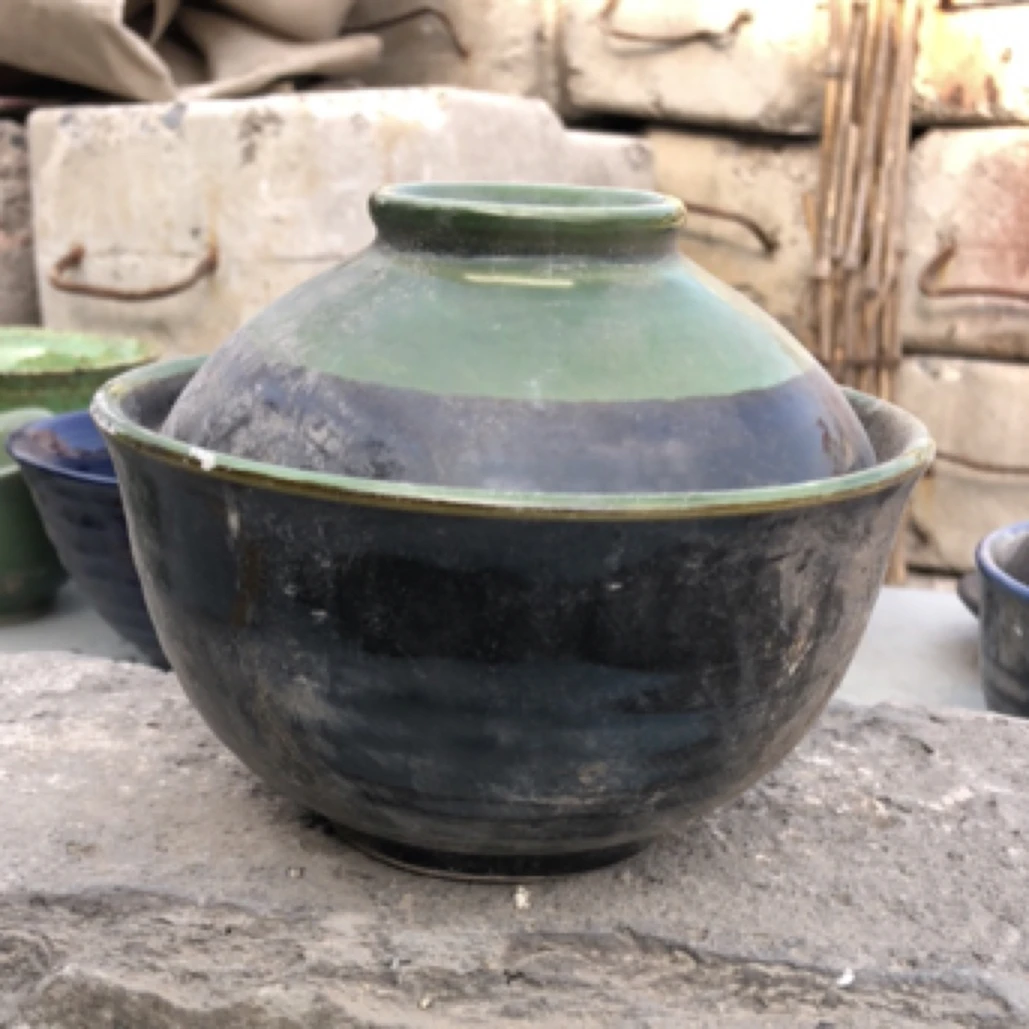 磁州窑国营五厂小盖锅口径12.5高度7
