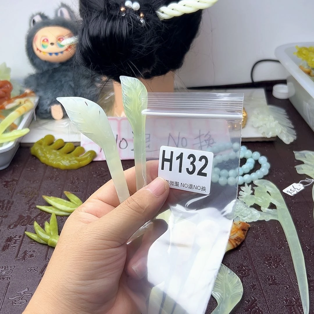 合金蛇纹石玉发饰点*糕