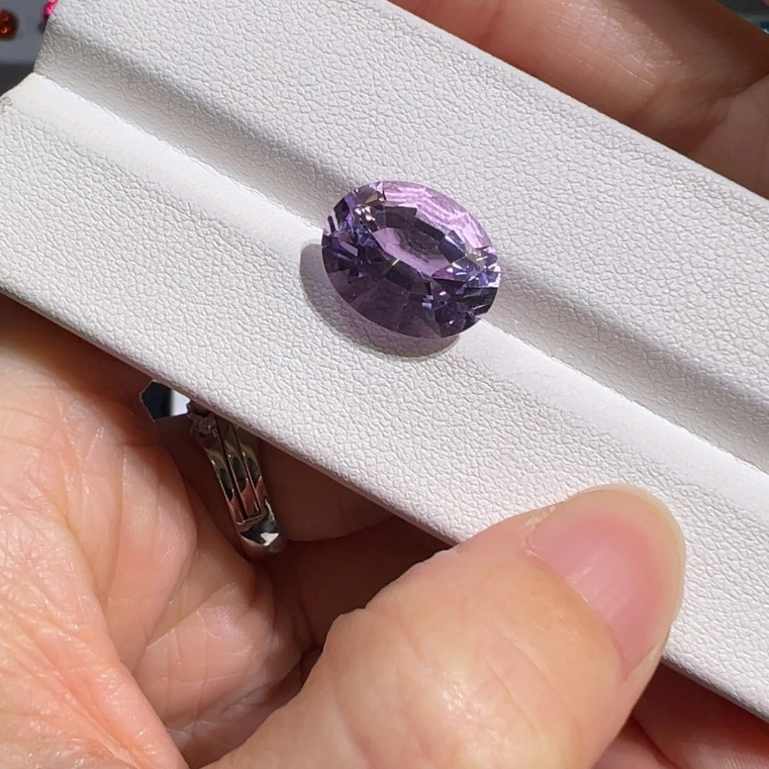 珠宝半成品未镶嵌紫晶6.85ct紫玉晶干净