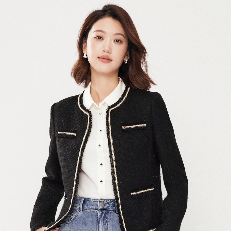 【欧若风】【焕新季】【专柜】含绵羊毛小香外套时尚短款气质春厚