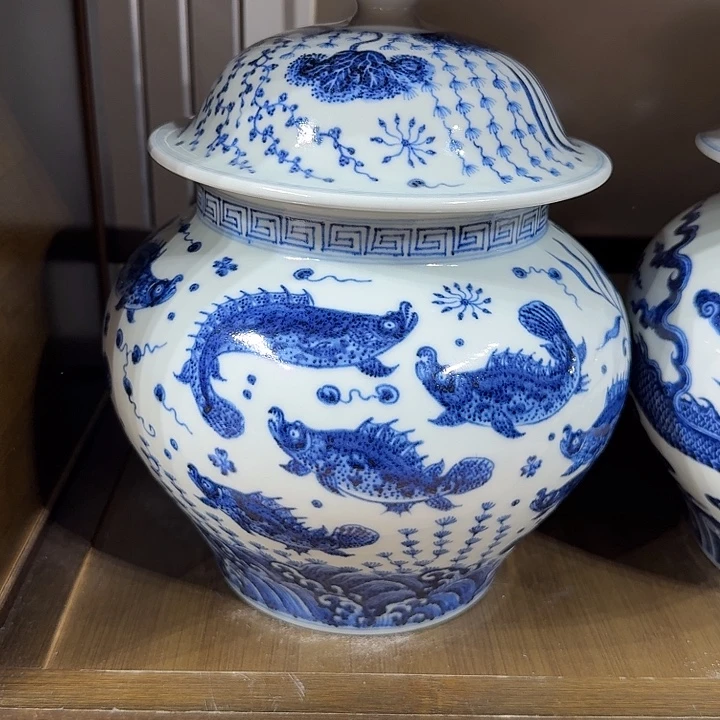 一***憨摆件宇泽堂鱼藻将军罐