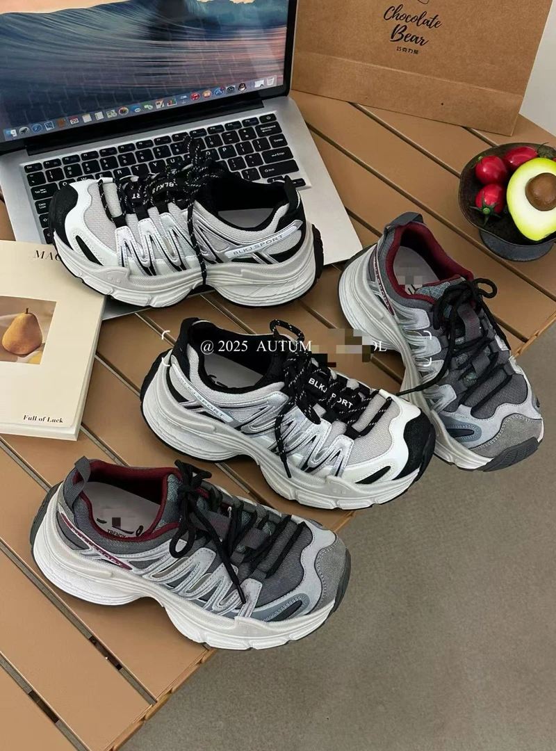 【钟吾女鞋】S-g 家19133 真皮厚底透气网面老爹鞋秋季增高运动鞋