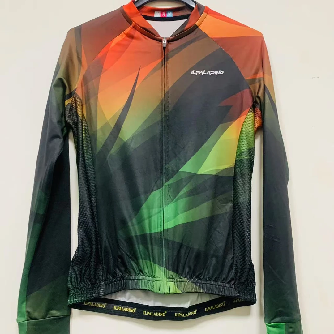 SQ 990【黄绿炫彩牛奶丝拼接长袖女士】ILPALADINO专业版骑行服