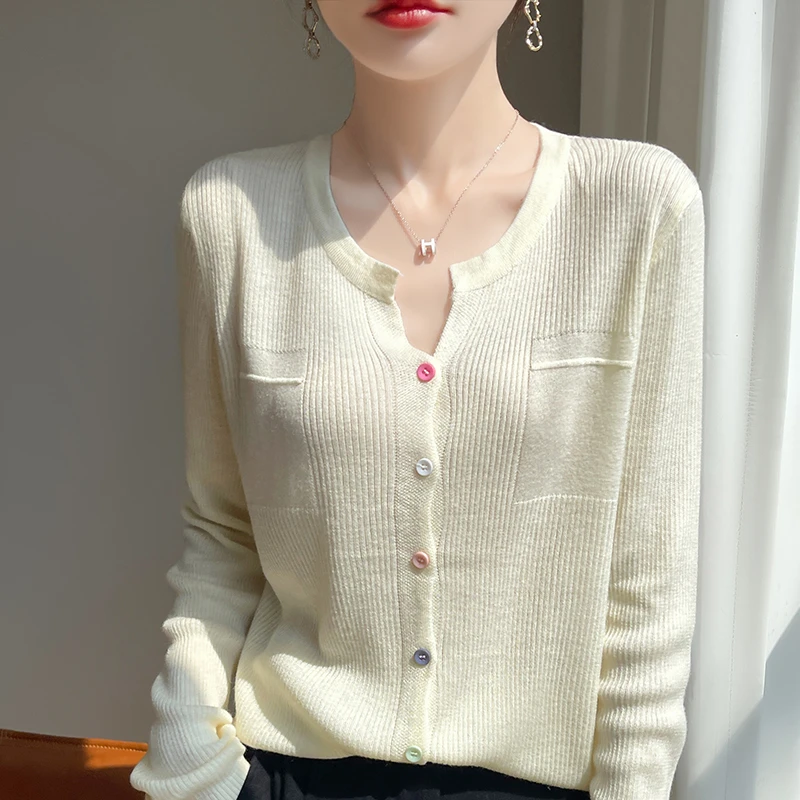 针织衫薄款圆领上衣打底衫百搭针织衫显瘦针织长袖时尚洋气