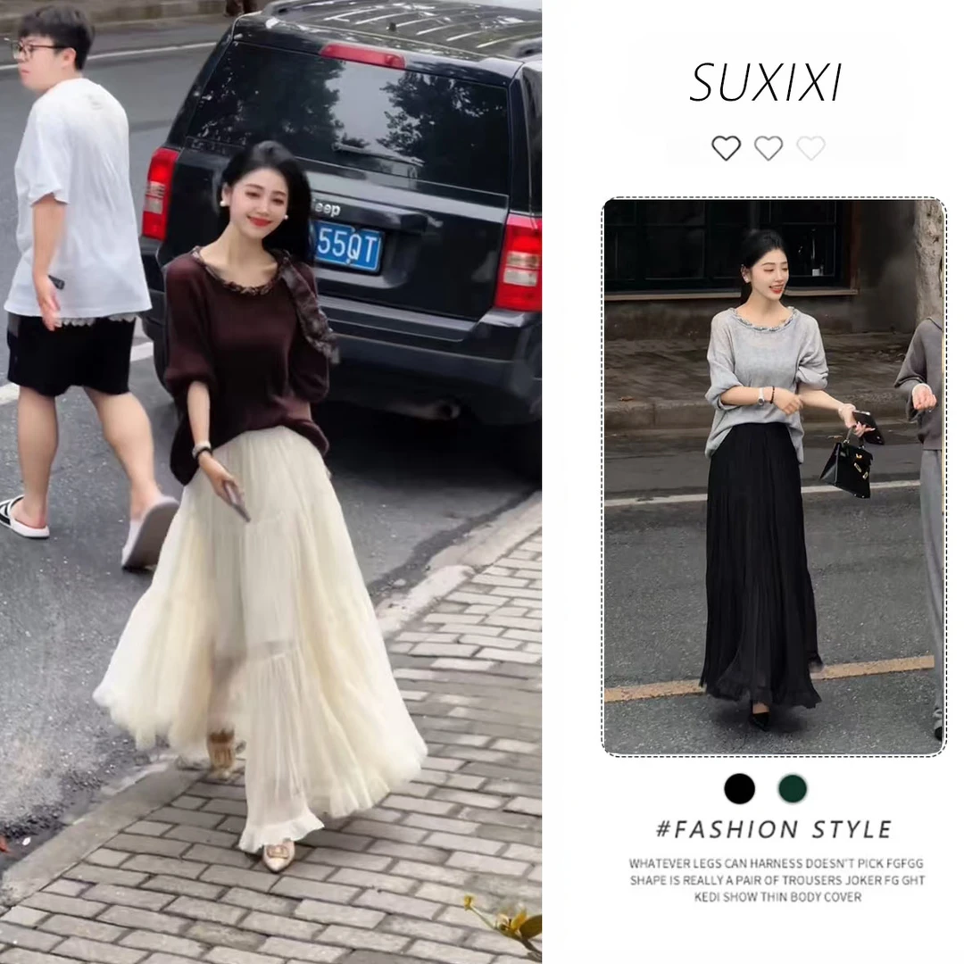 2025秋季新款女韩版独特漂亮套装休闲风针织长袖气质半身裙两件套