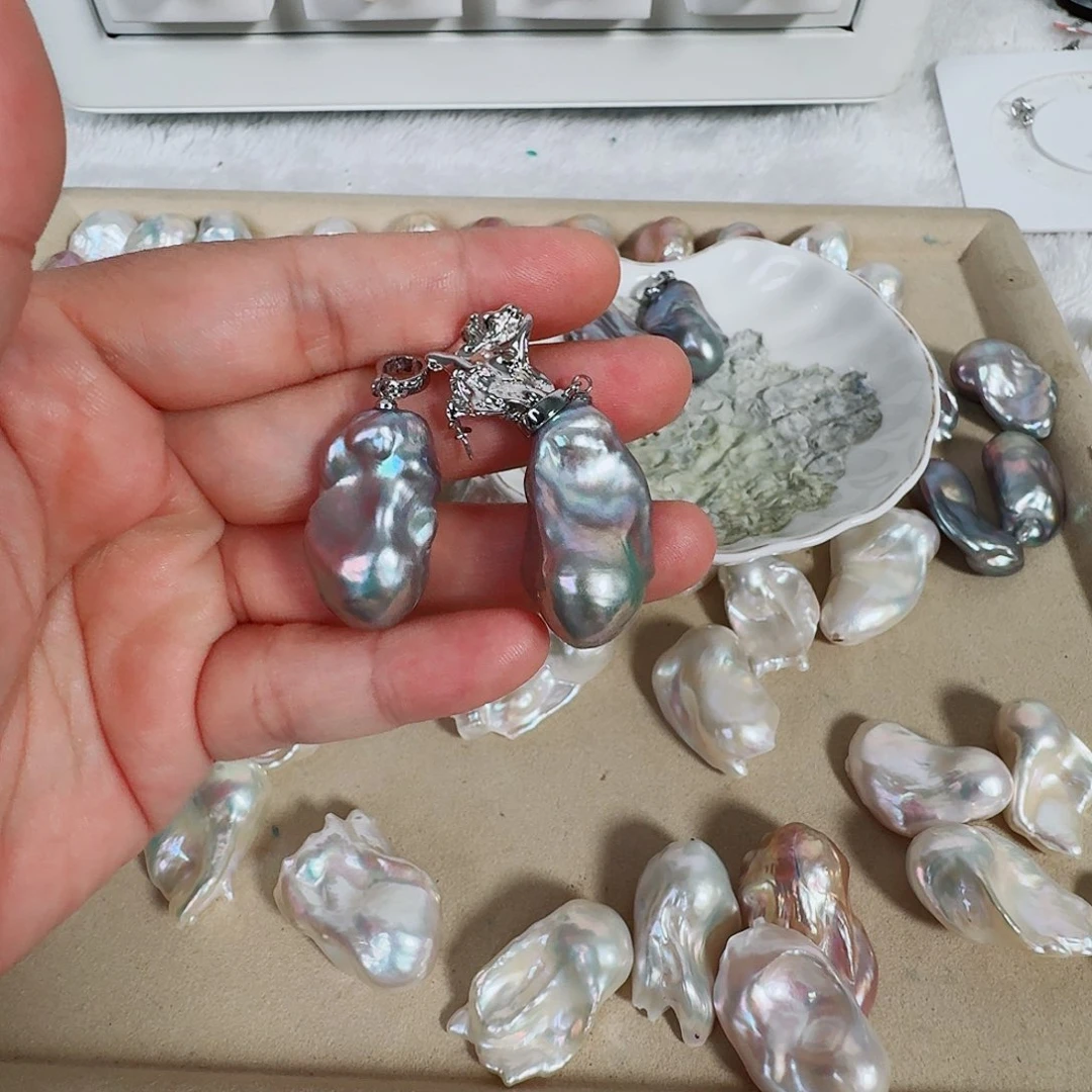 王***九淡水珍珠银S925镶嵌颈饰