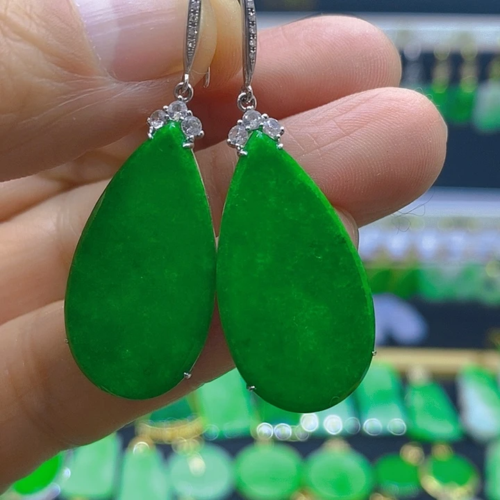 翡翠18K金镶嵌耳饰耳坠