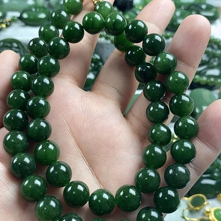 和田玉（碧玉）未镶嵌项链10mm