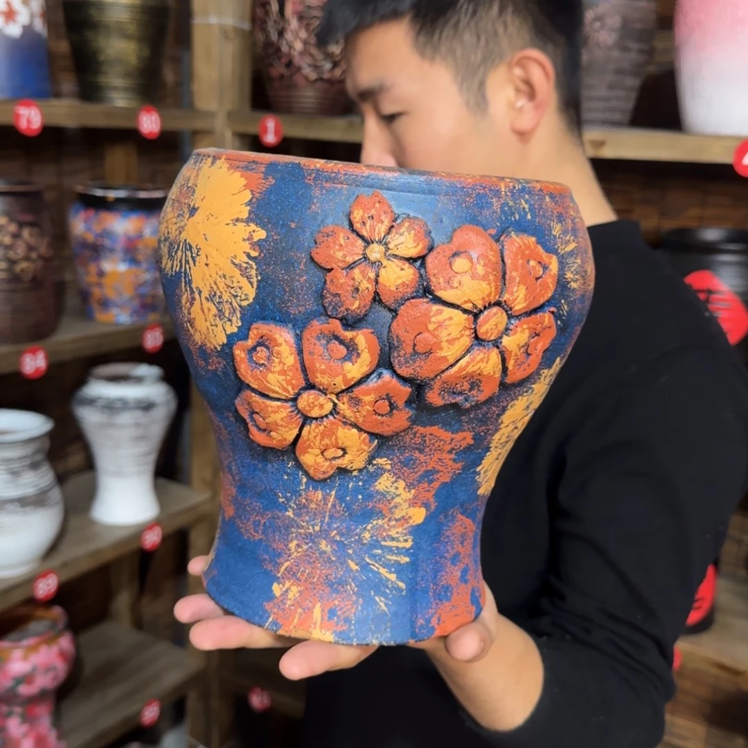 带孔高端浮雕花盆炸炸炸炸