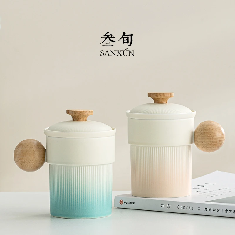 叁旬情侣杯泡茶马克杯创意陶瓷茶水分离个人杯带盖办公室水杯杯子