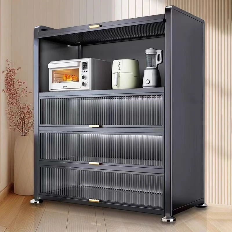 厨房餐边柜落地多层电器家用收纳柜子微波炉防尘多功能橱柜储物柜