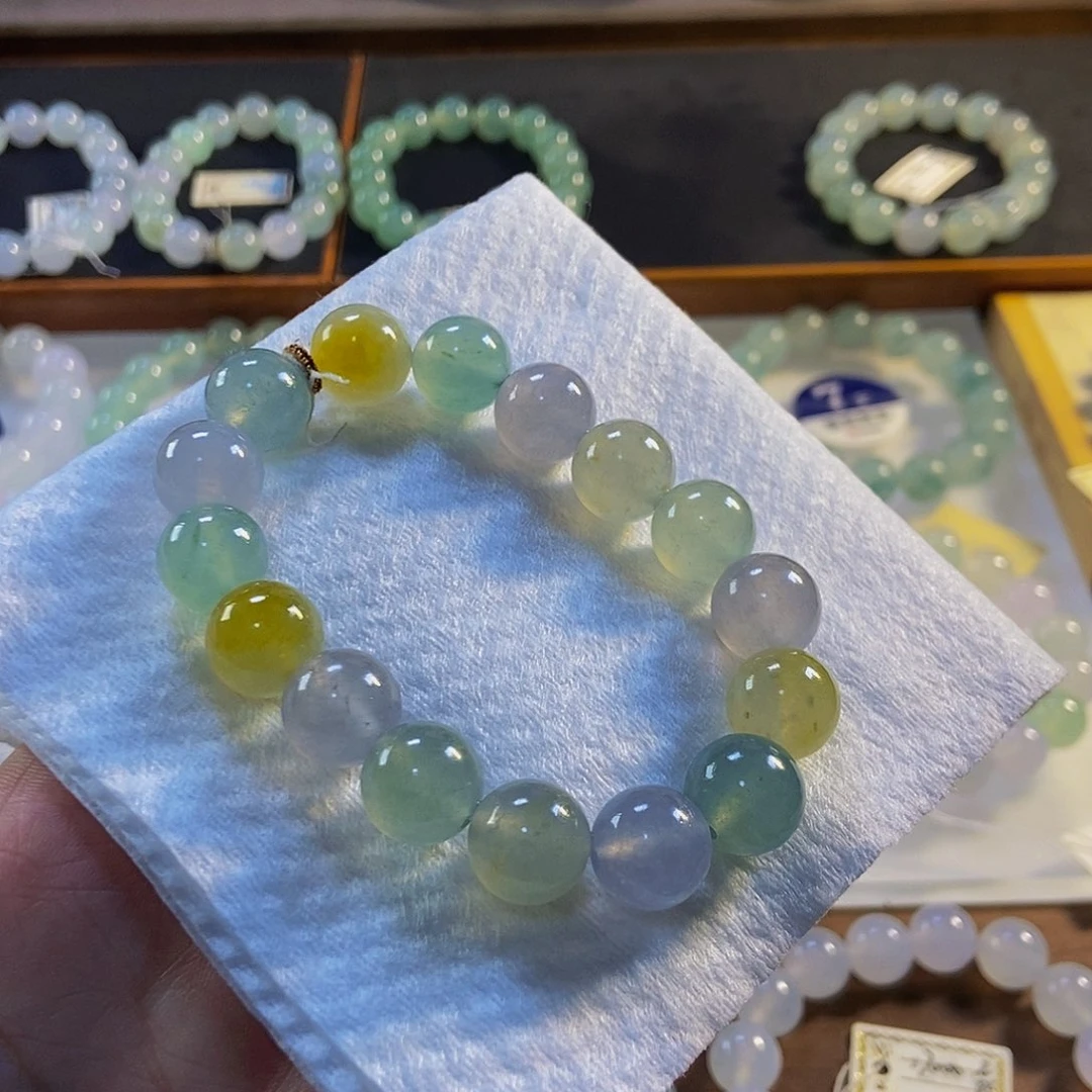 定制翡翠未镶嵌翡翠手串卡12+