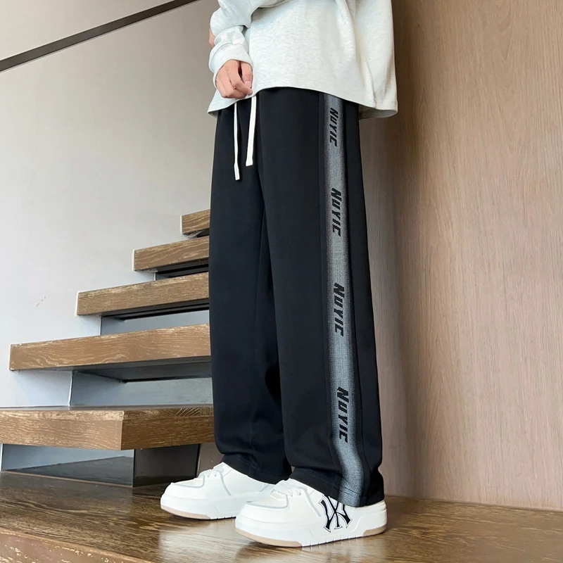 夏季新款冰丝直筒休闲裤男士百搭垂感薄款长裤裤子潮流简约运动裤