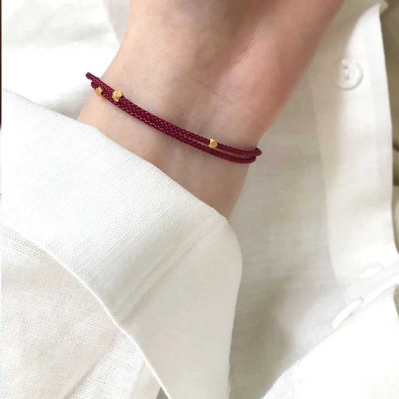 足银手链 碎银子手链女925纯银手工肖战同款可调节手环百搭