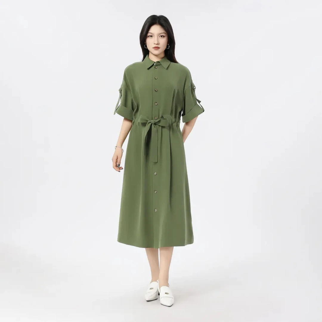 AMASS/阿玛施早春新款潮流时尚女装休闲工装式短袖连衣裙5500590